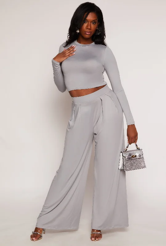 Soft Knit High Waisted Palazzo Pants