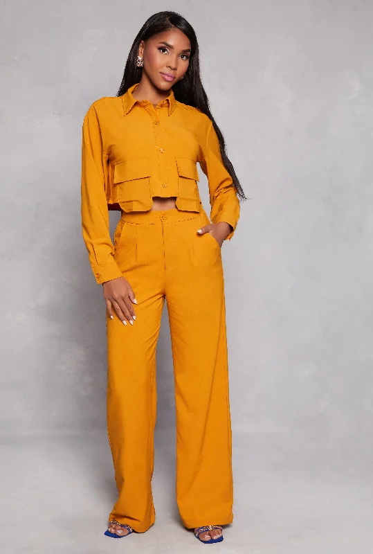 Crepe Knit Wide Leg Dress Pants