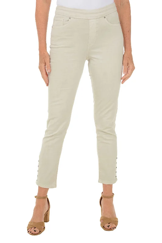 Twill Snap Hem Ankle Pant