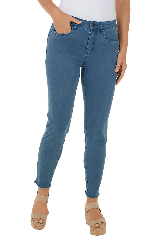 Olivia Frayed Slim Twill Ankle Pant