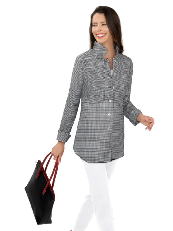 Gingham Seersucker Long Shirt Jacket