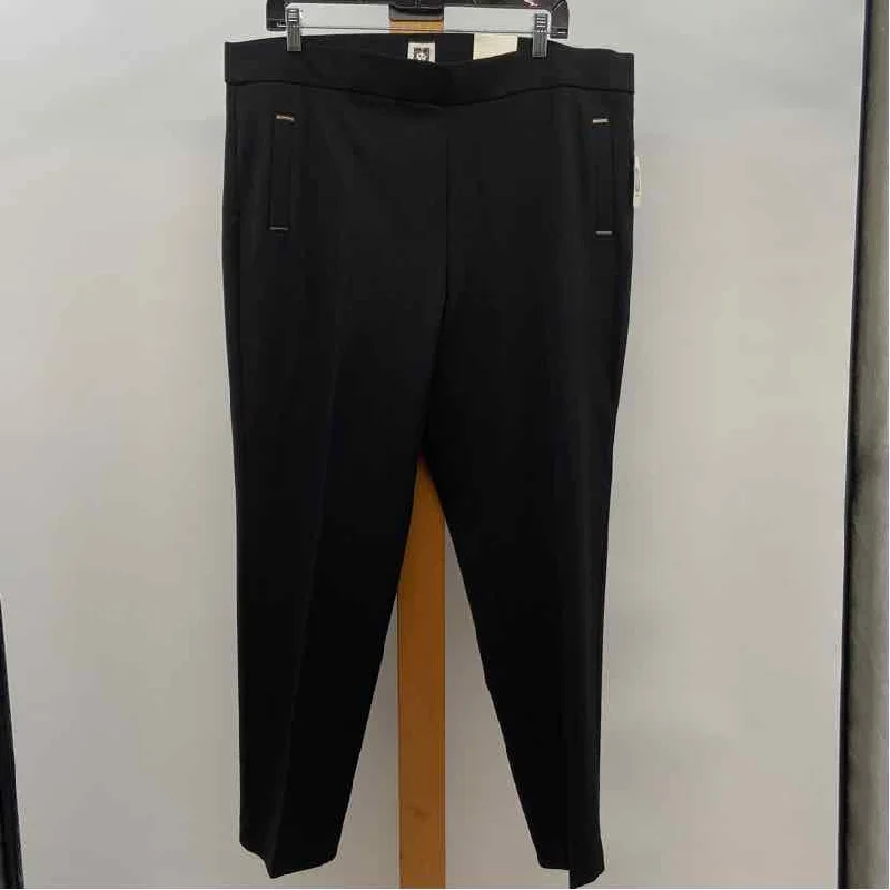 Ann Klein Women's Size 2X Black Solid Pants