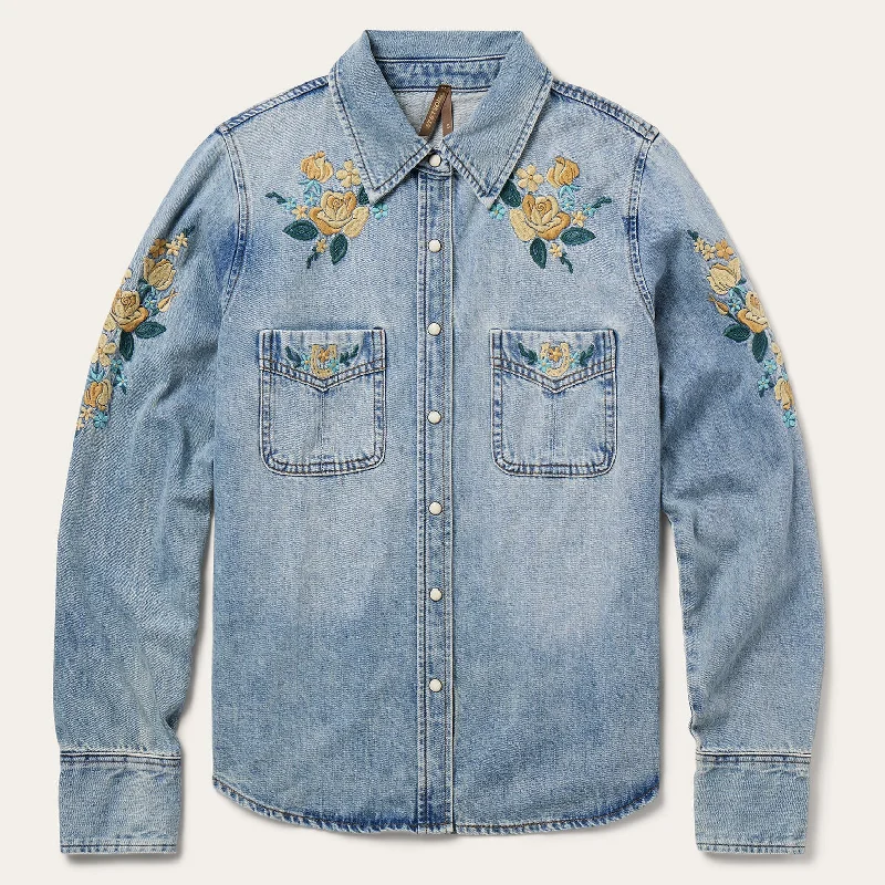 Embroidered Loose Fit Denim Shirt