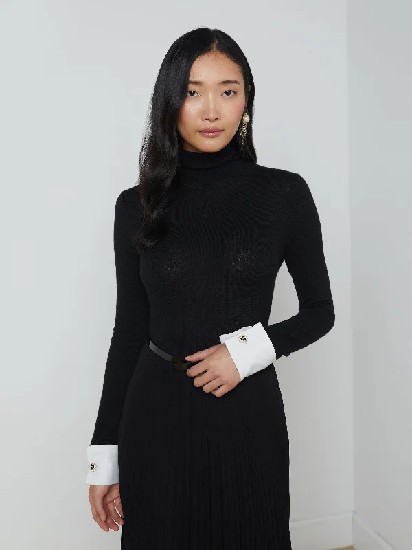 Flora Poplin Cuff Turtleneck