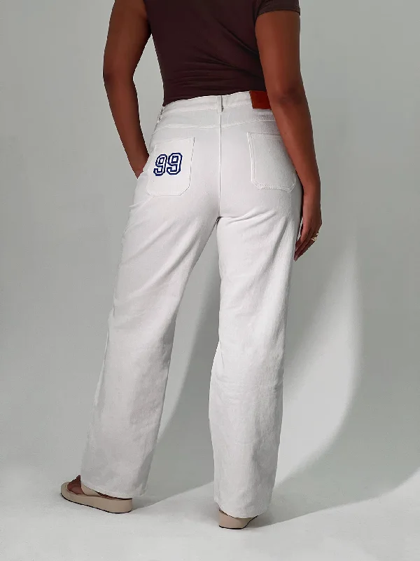 Garza Wide Leg Jeans White Denim