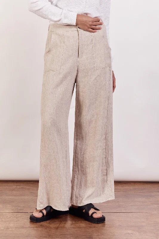 Jude Wide Leg Linen Pants - Natural