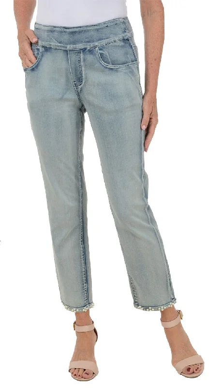 Pearl Bow Denim Ankle Pant