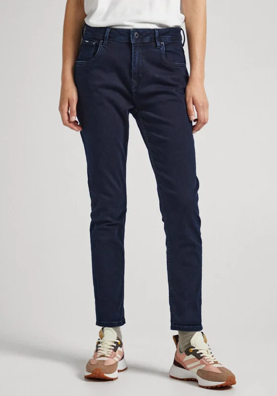 Pepe Jeans Violet High Rise Tapered leg Jean, Dark Denim