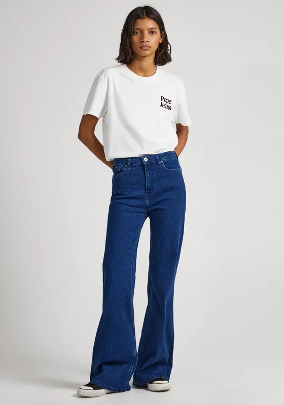 Pepe Jeans Willa High Rise Flare Jeans, Blue Denim