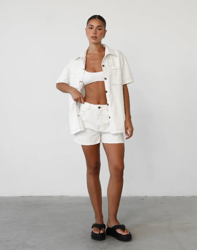 Raina Denim Shorts (White)