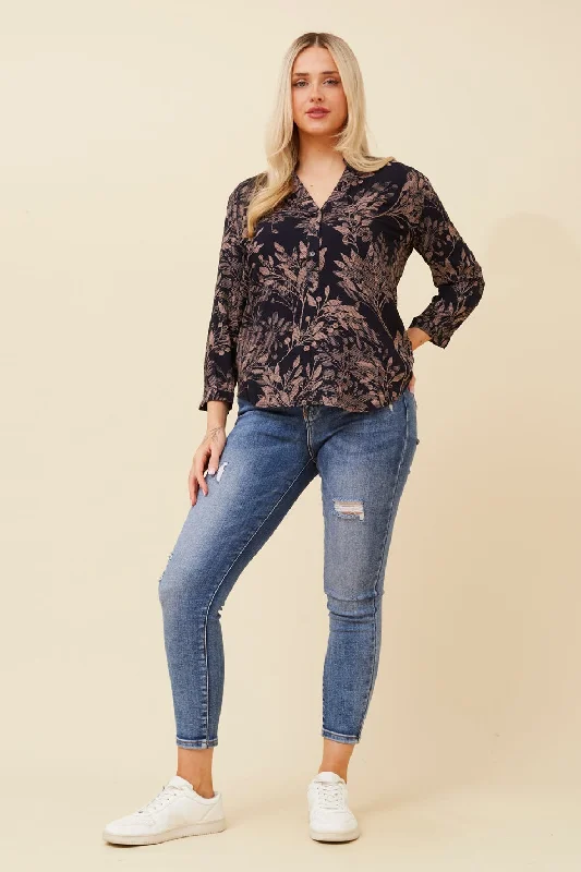 ROMINA LEAF PRINT BLOUSE