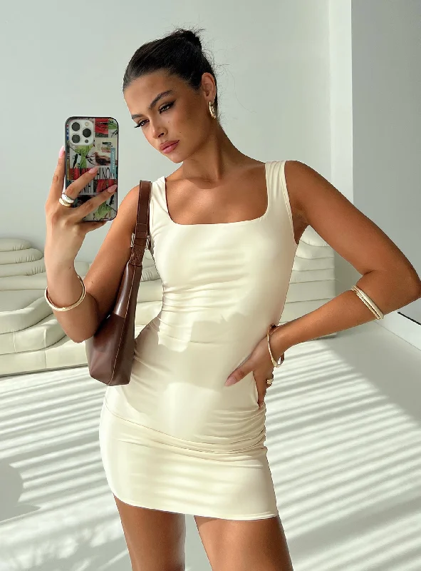 Back In Time Mini Dress Cream