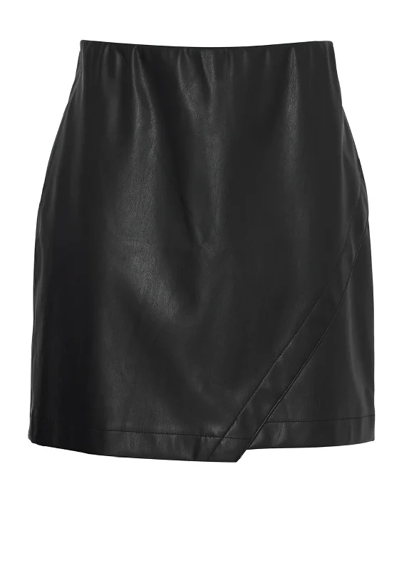 B.Young Daja Faux Leather Mini Wrap Skirt, Black