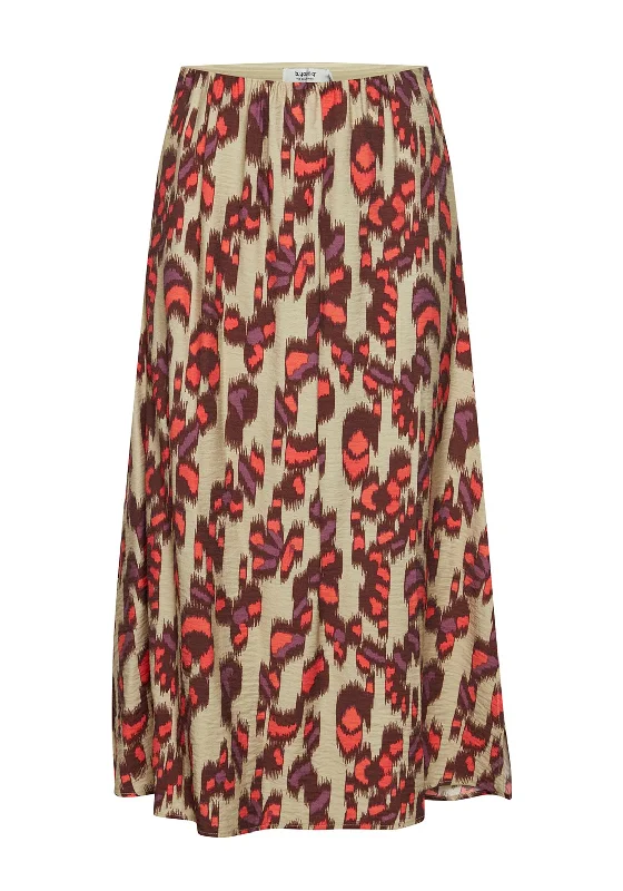 B.Young Ibano Vibrant Print A-line Midi Skirt, Cayenne Mix