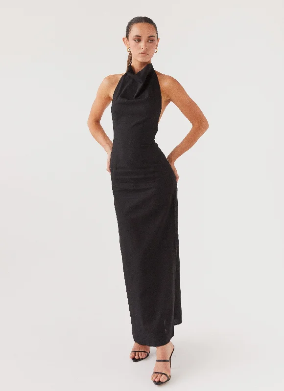 Cartia Linen Maxi Dress - Black