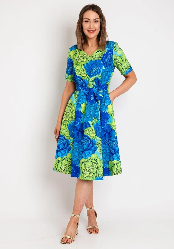 Coco Doll Judy Floral Midi Dress, Royal Green