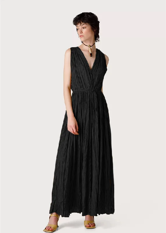 Crinkled Viscose Dress - Black