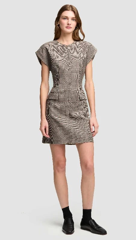 Mini Tailored Dress in Wool Blend | Plaid Houndstooth