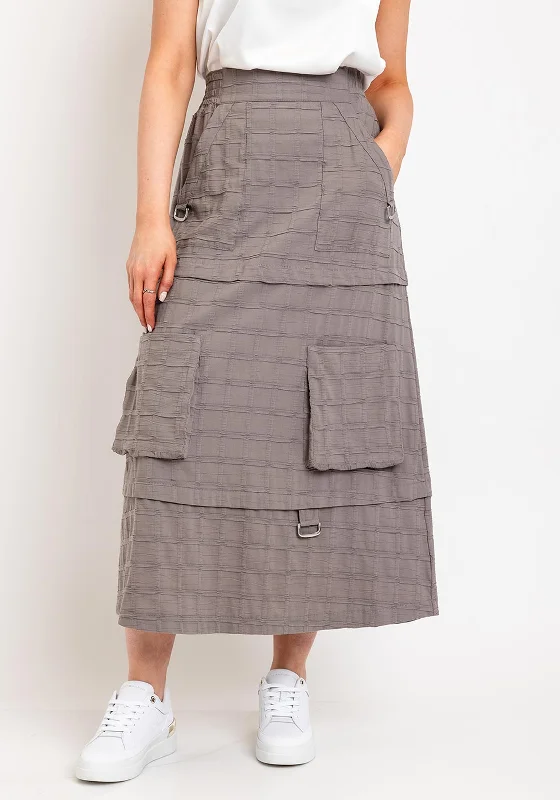 My Soul Pocket Detail Textured Midi Skirt, Sand