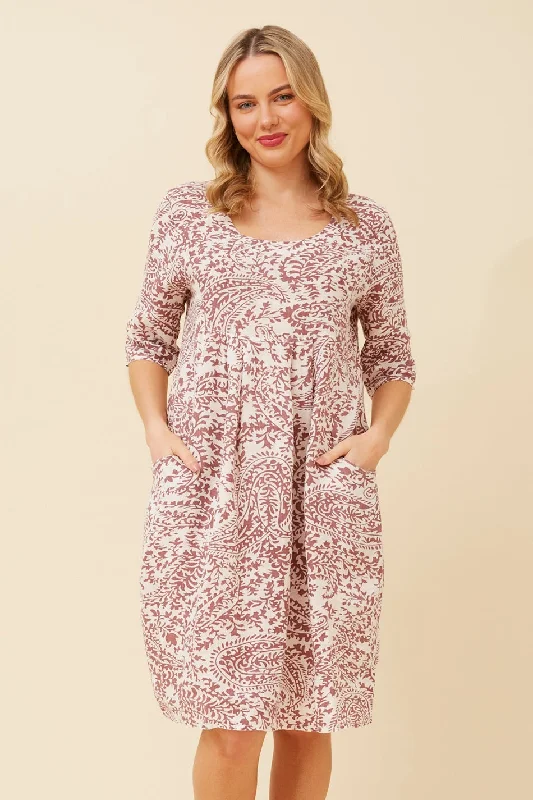 PISA PAISLEY PRINT LINEN DRESS