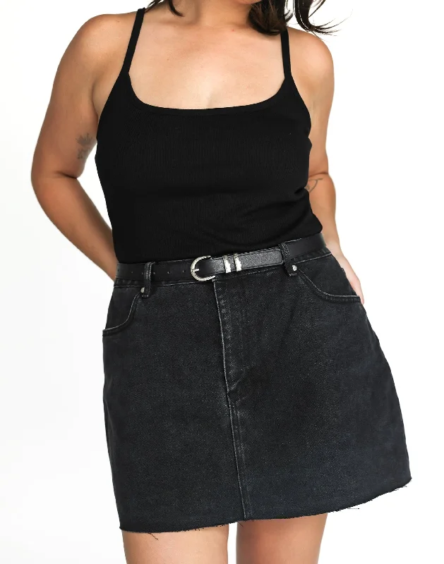 Rowan Denim Mini Skirt (Vintage Black)