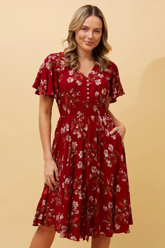 SANDY FLORAL BOHO SHORT DRESS