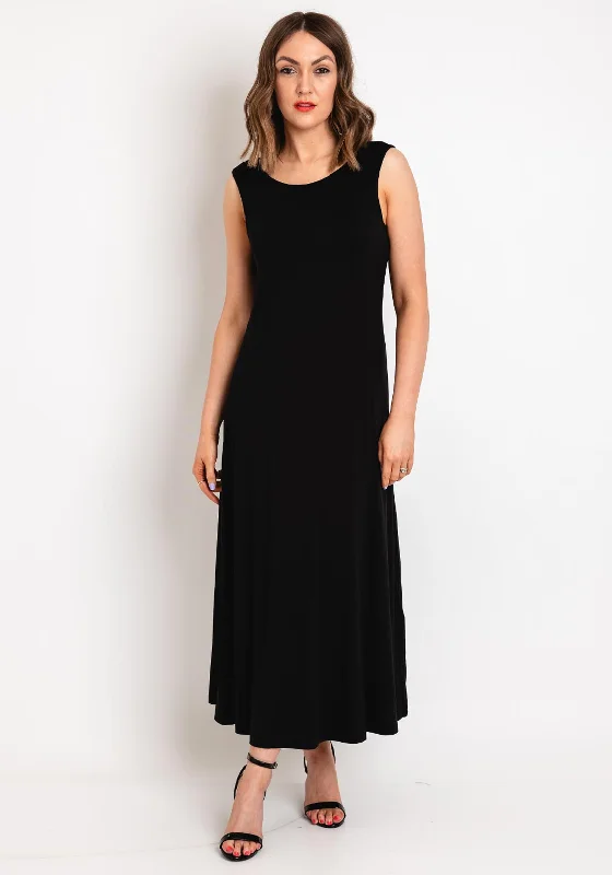 Ever Sassy Round Neck Basic Jersey Maxi Dress, Black