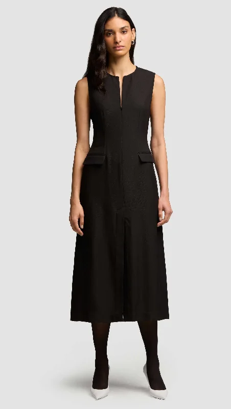 Tailored Dress in Viscose Wool Twill | Black