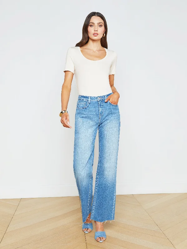 Tiana Raw-Hem Wide-Leg Jean