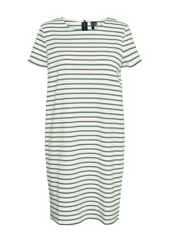 Vero Moda Abby Short Striped Zip Back Mini Dress, Green