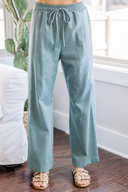 All Of Time Sage Green Linen Pants