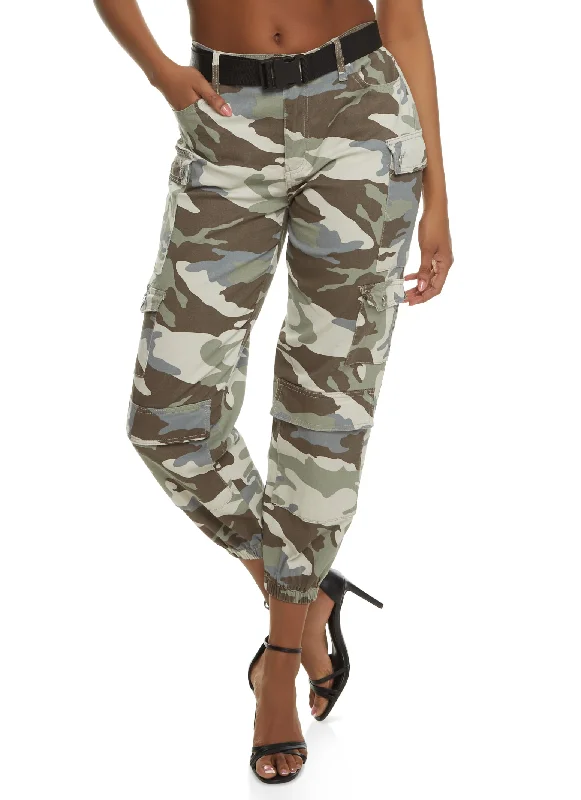 Camo Belted Cargo Joggers