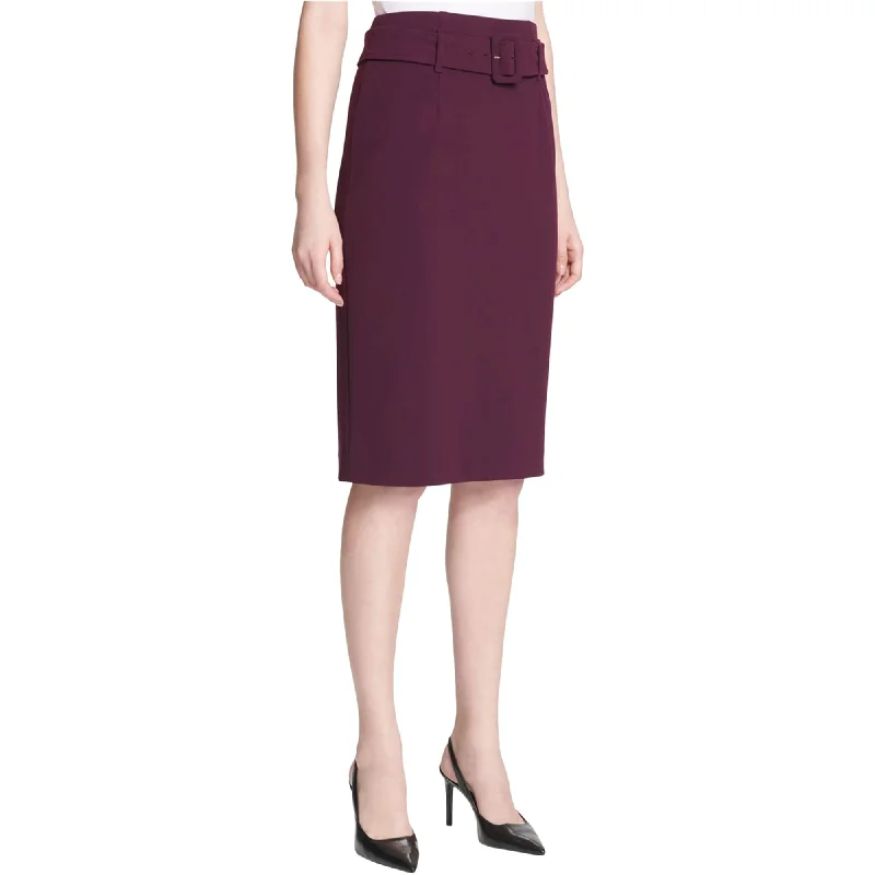 Calvin Klein Womens High Waist A-line Pencil Skirt, Purple, 4