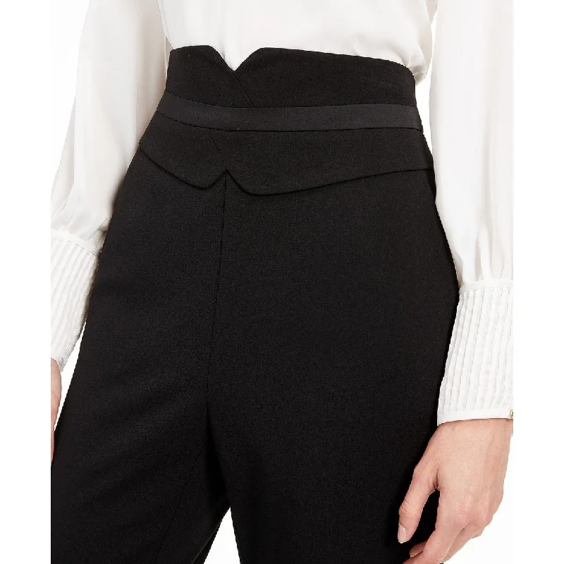 Calvin Klein Women's High-Waist Tuxedo Pants Black Size 14