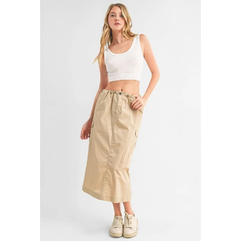 Cargo Skirt With Drawstring Midi Skirt