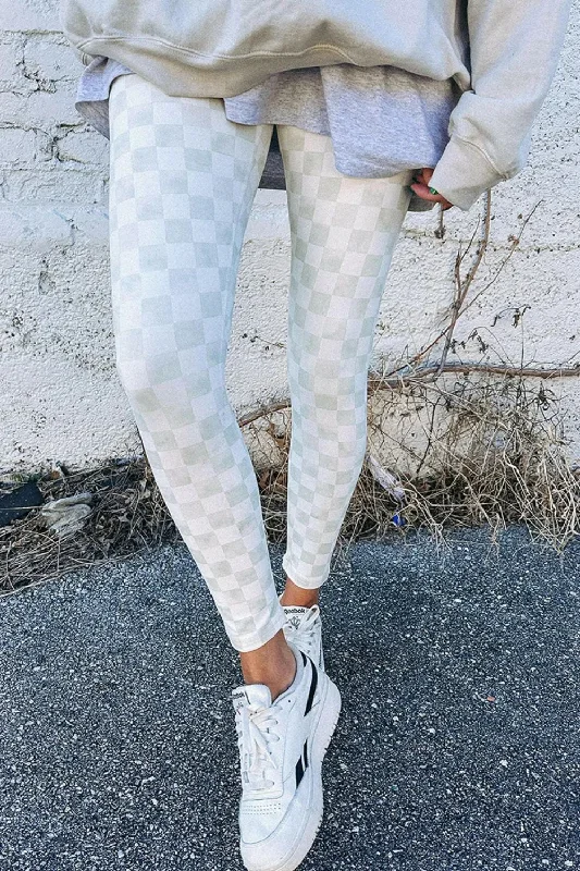 Checkered Elastic Waist Leggings