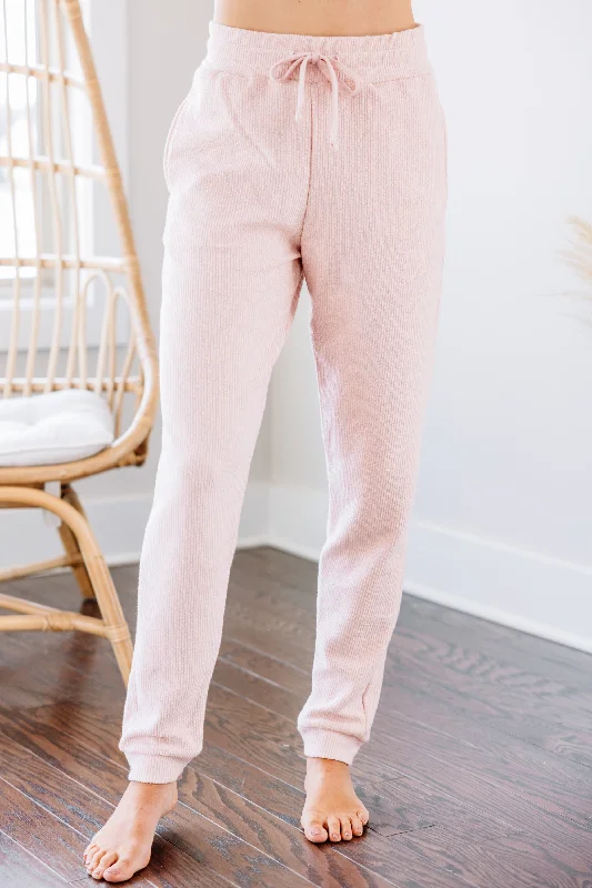 Couldn't Ask For More Blush Pink Ribbed Joggers