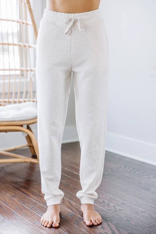 Couldn't Ask For More Ivory White Ribbed Joggers