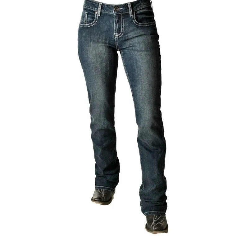 Cowgirl Tuff Western Jeans Womens Give Up Fitted Dark Wash JNGUDK