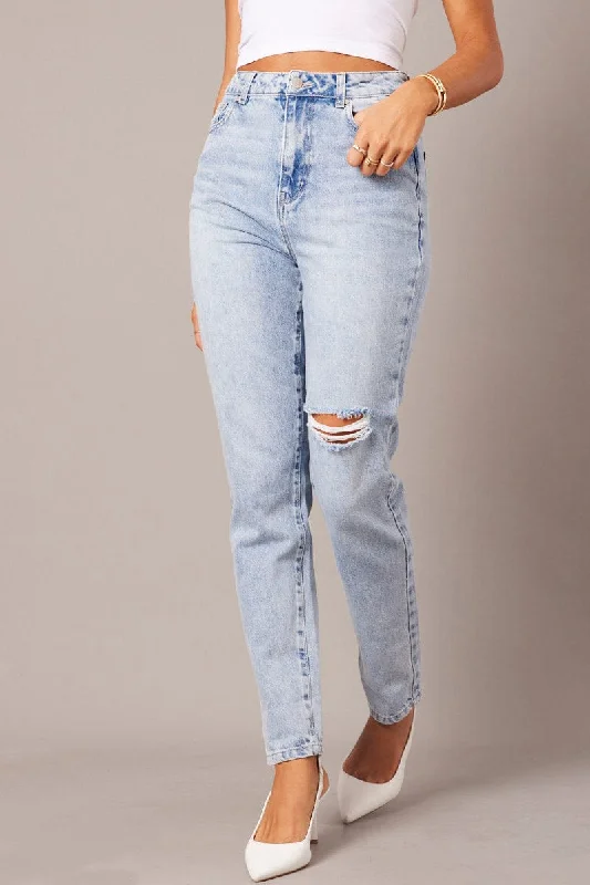 Denim Boyfriend Jean High Rise Ripped