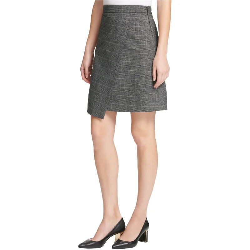 Dkny Womens Grid Asymmetrical Skirt