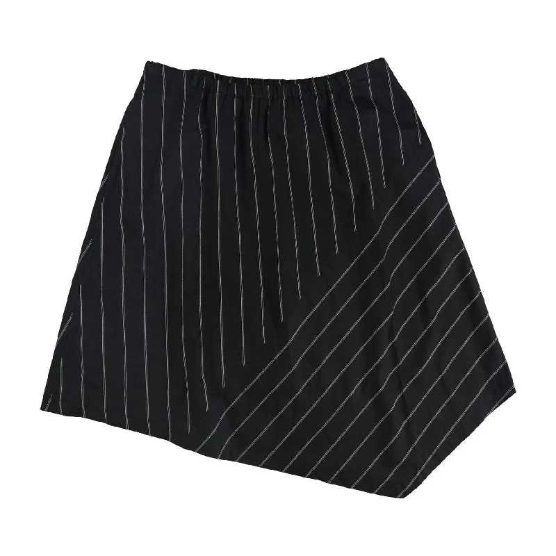 DKNY Womens Striped Asymmetrical Skirt, Black, X-Large