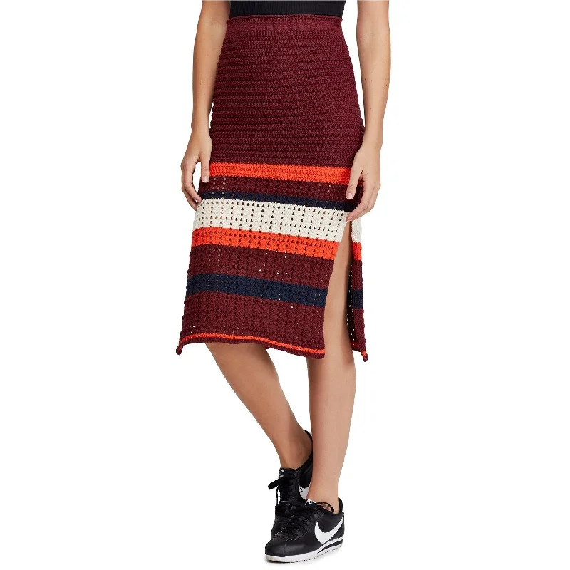 Free People Womens Chochet Midi Skirt, Red, Large