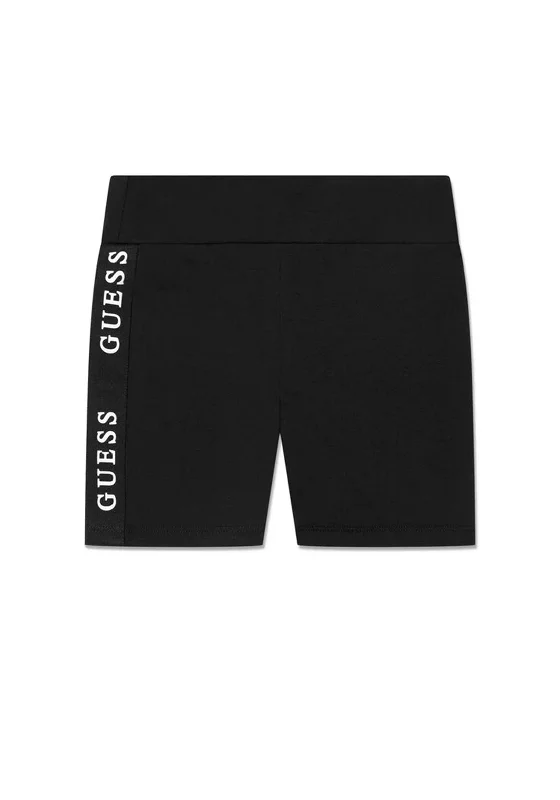 Guess Kids Logo Tape Bicycle Shorts, Black