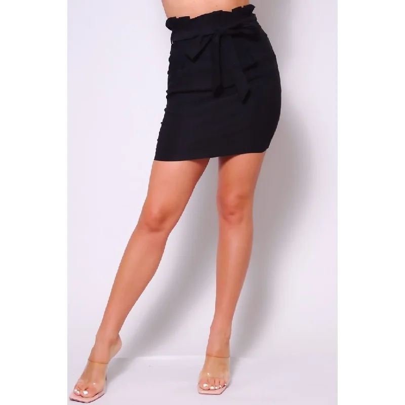 High Waisted Pleated And Belted Mini Skirt