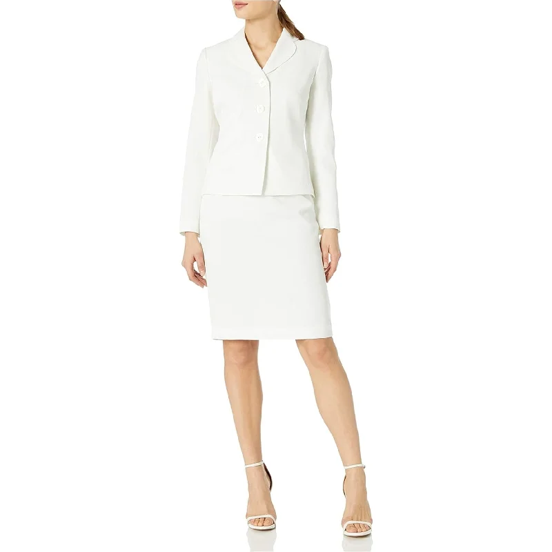 Le Suit Womens Jacquard Pencil Skirt, White, 4