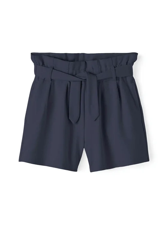 Name It Kid Girl Frilina Paperbag Shorts, Dark Sapphire