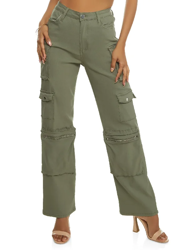 Wide Leg Cargo Pocket Palazzo Trousers