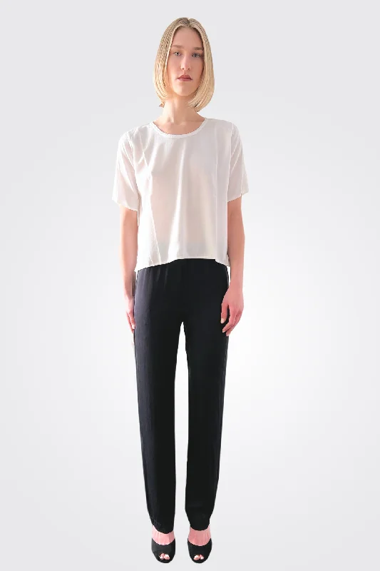 Silk Tapered Trousers - Black