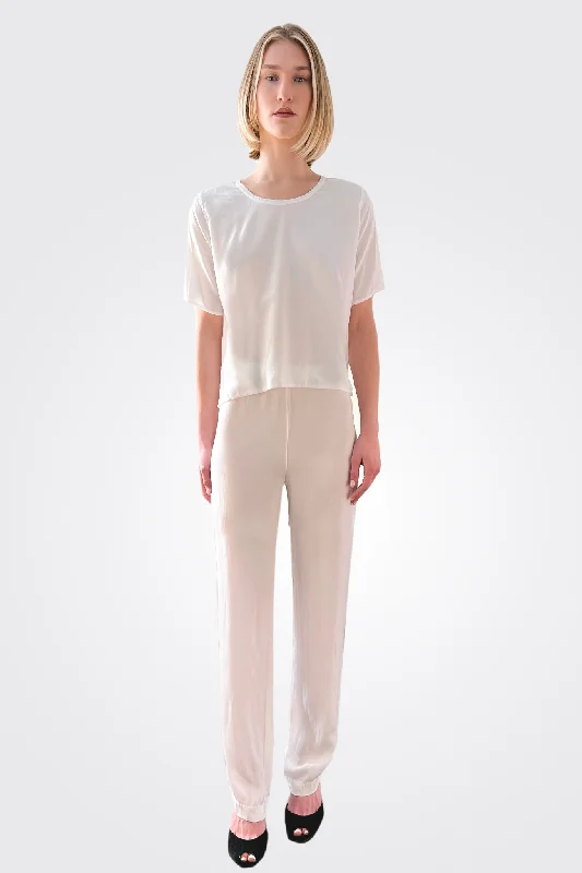 Silk Tapered Trousers - Sandy